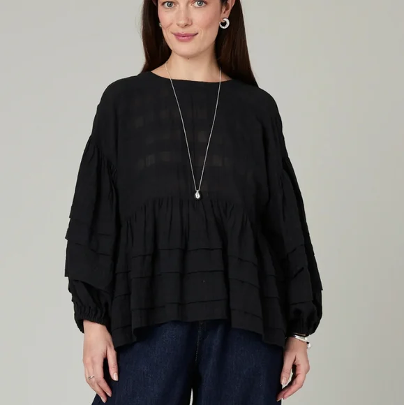 Beyond Nine Simone Black Cotton Top, Size L/XL - Picture 2 of 13